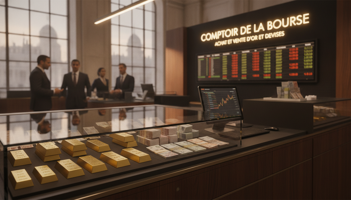 comptoir de la bourse : spécialiste de l'achat et de la vente d'or et de devises. profitez de nos services sécurisés et de conseils personnalisés pour vos transactions.